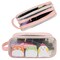 Wrapables 2 Compartment Large Grid Transparent Mesh Pencil Case, Pencil Pouch for Stationery Tools, Makeup, and Travel, Pink